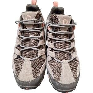 Merrell Alverstone Hiking Shoes Aluminum Trail Shoes Women's 9 Brown Gray Peach